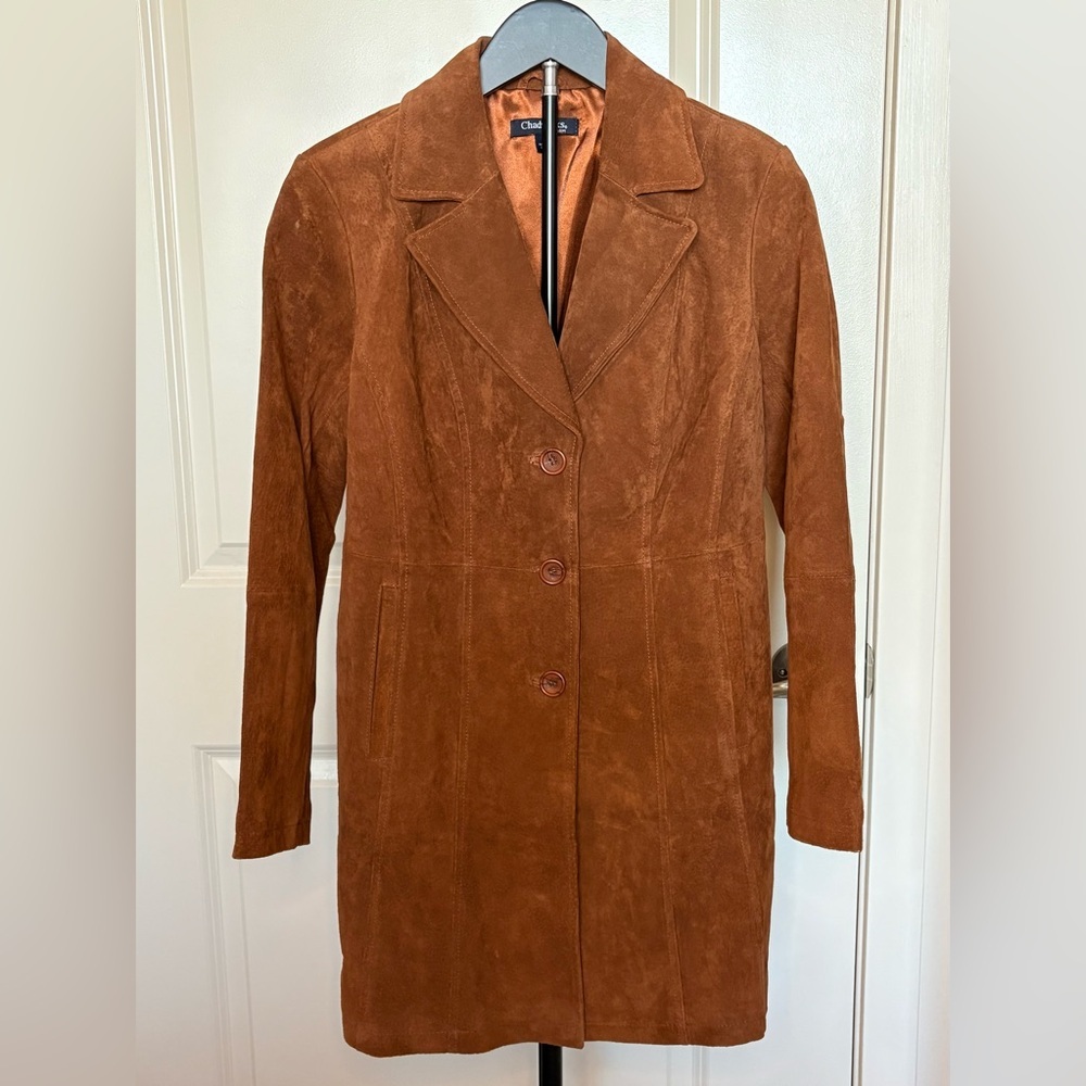 Chadwicks of Boston Vintage Suede Longline Coat - Size 2P - 100% Leather
